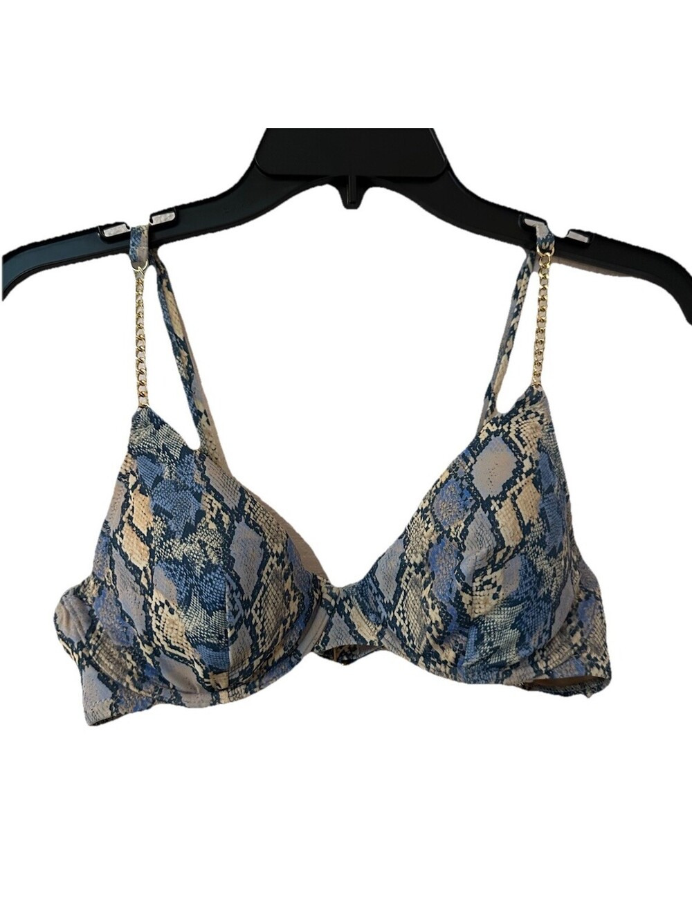 New Shade & Shore Blue Snake Skin Swimsuit Top 36B NWT Removable Pads Cute